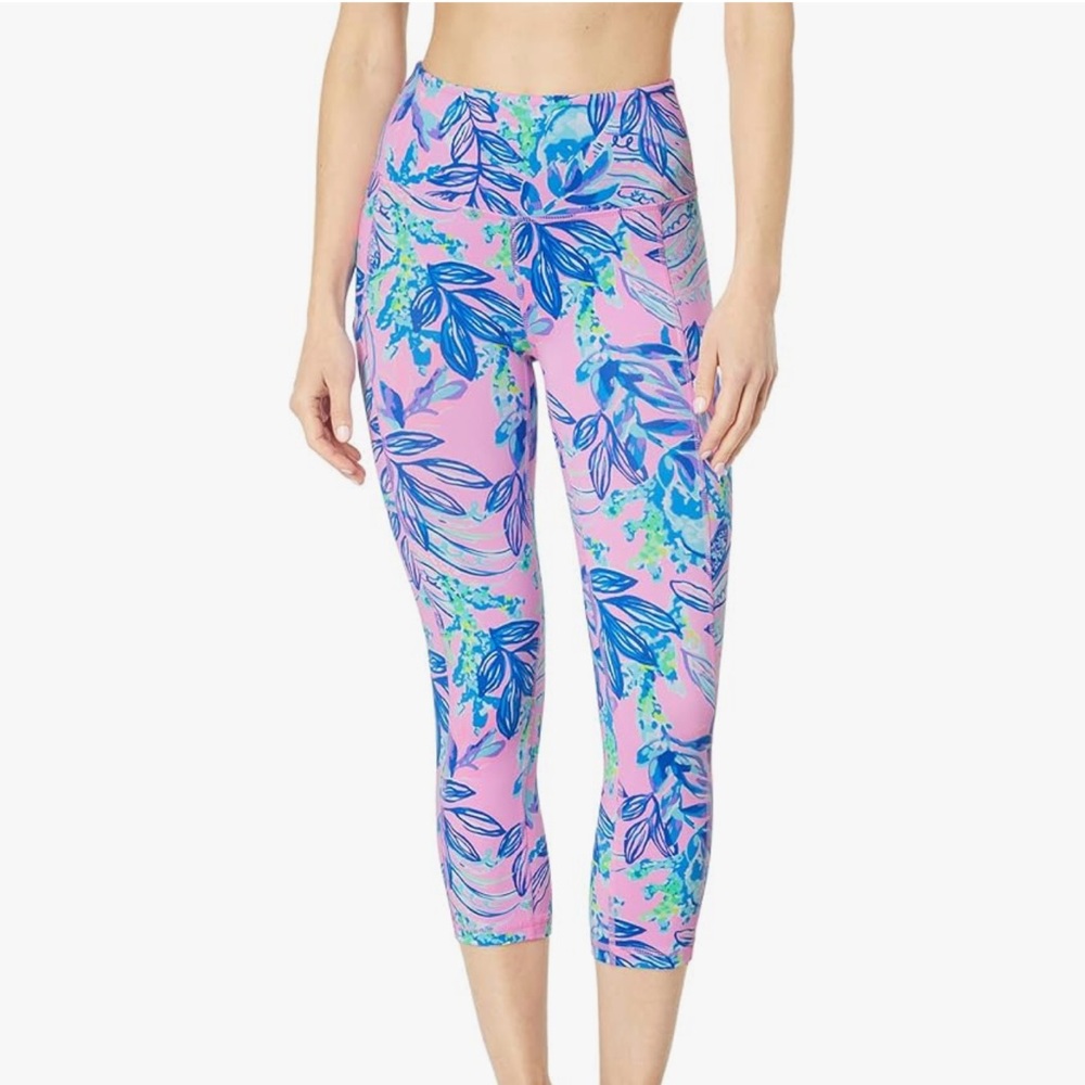 Lilly Pulitzer Luxletic High Rise Crop in Lilac Rose Just A Lil Jelly Sz XXL